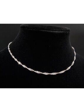Vintage 1990's 925 Sterling Silver Italy Twisted Rope Chain Necklace